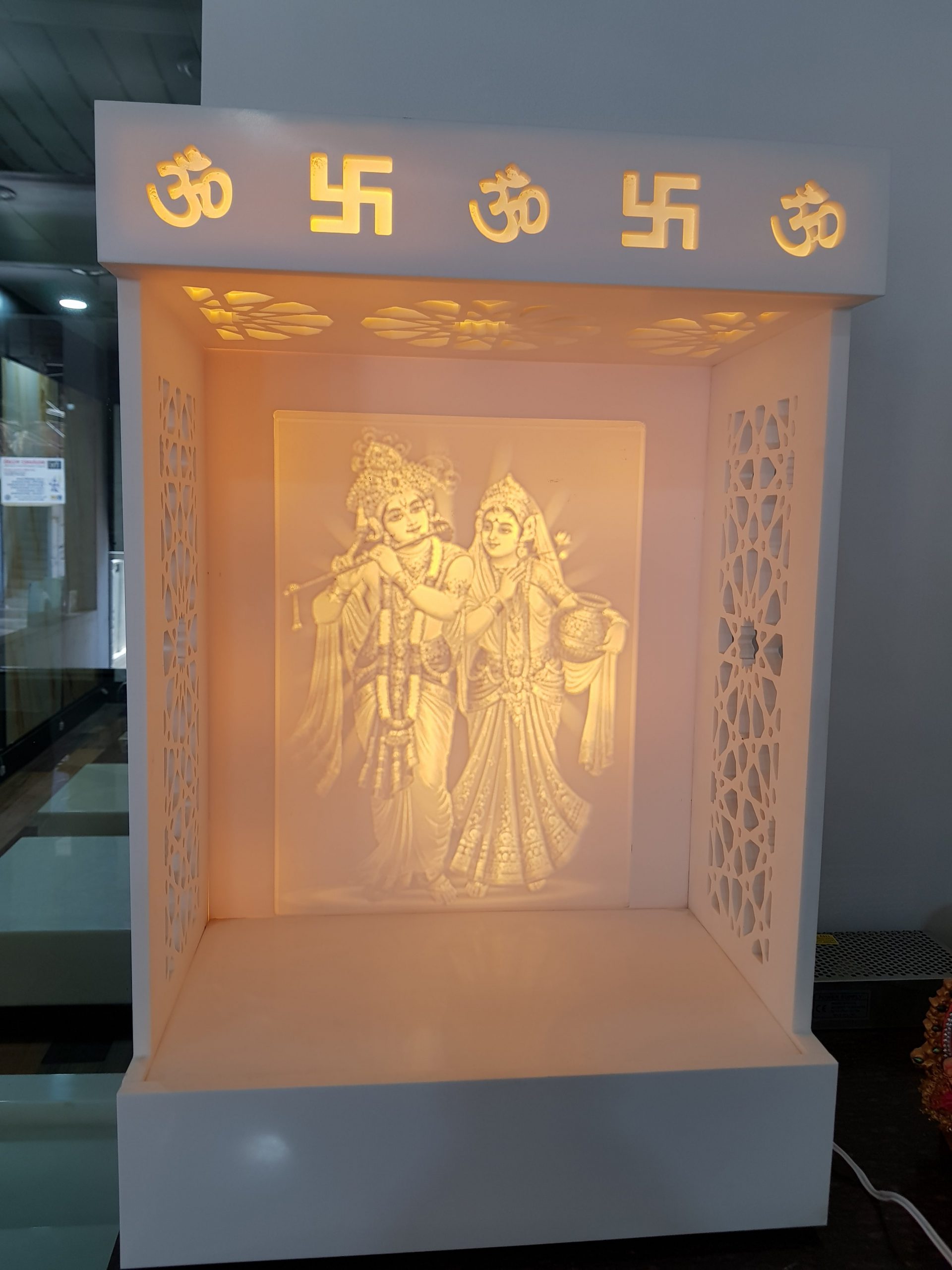 Corian Mandir With Backlit